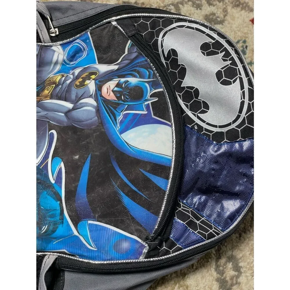Batman Graphic Kids Shimmering School Backpack - Blue & Black - Boys - Or Girls